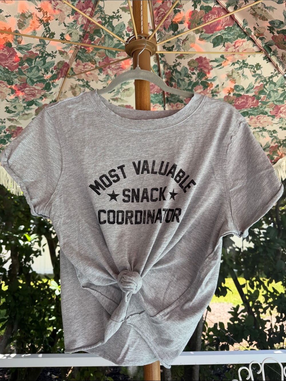 Anthropologie “Most Valuable Snack Coordinator" Gray Graphic Tee Maeve